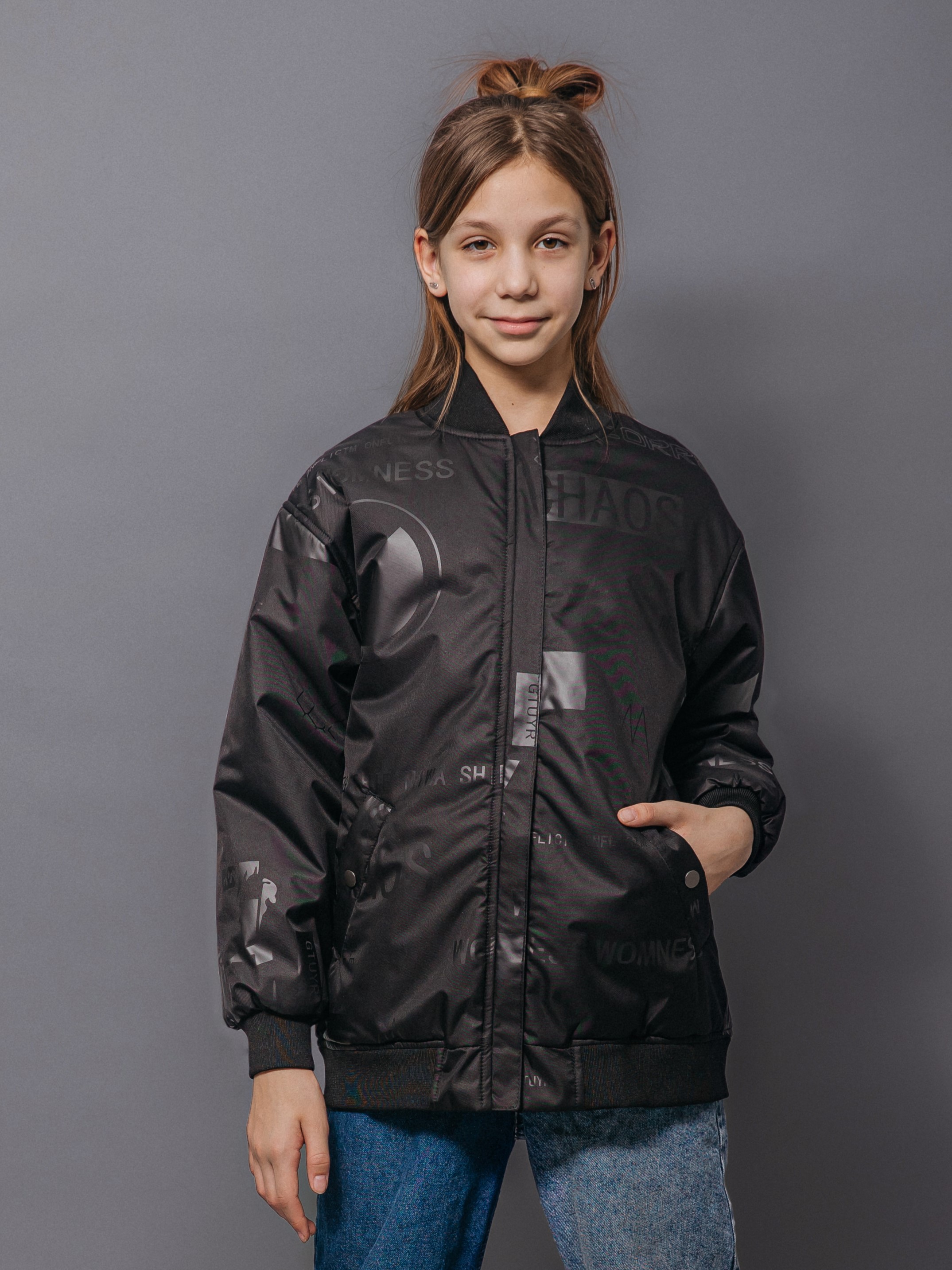 Бомбер Аврора 1043-Д/черный-принт - фото 1