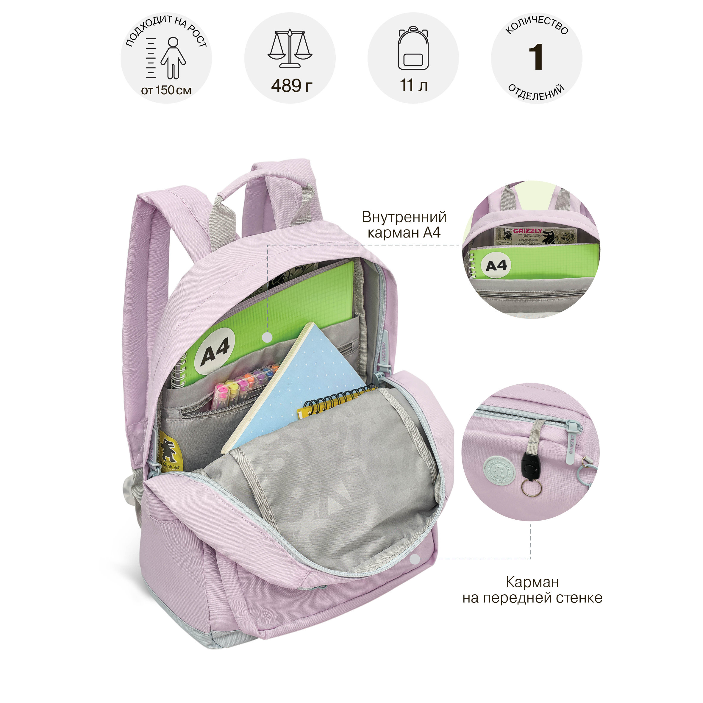 Рюкзак Grizzly для девочки - фото 8