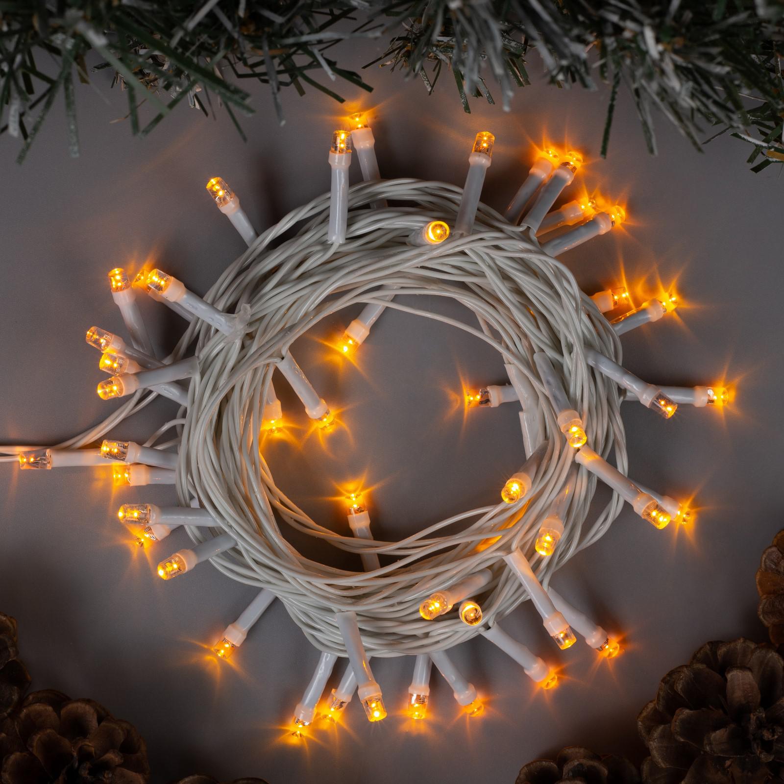 Гирлянда Luazon Нить 5 м ip20 белая нить 50 led свечение жёлтое 8 режимов 220 в - фото 1