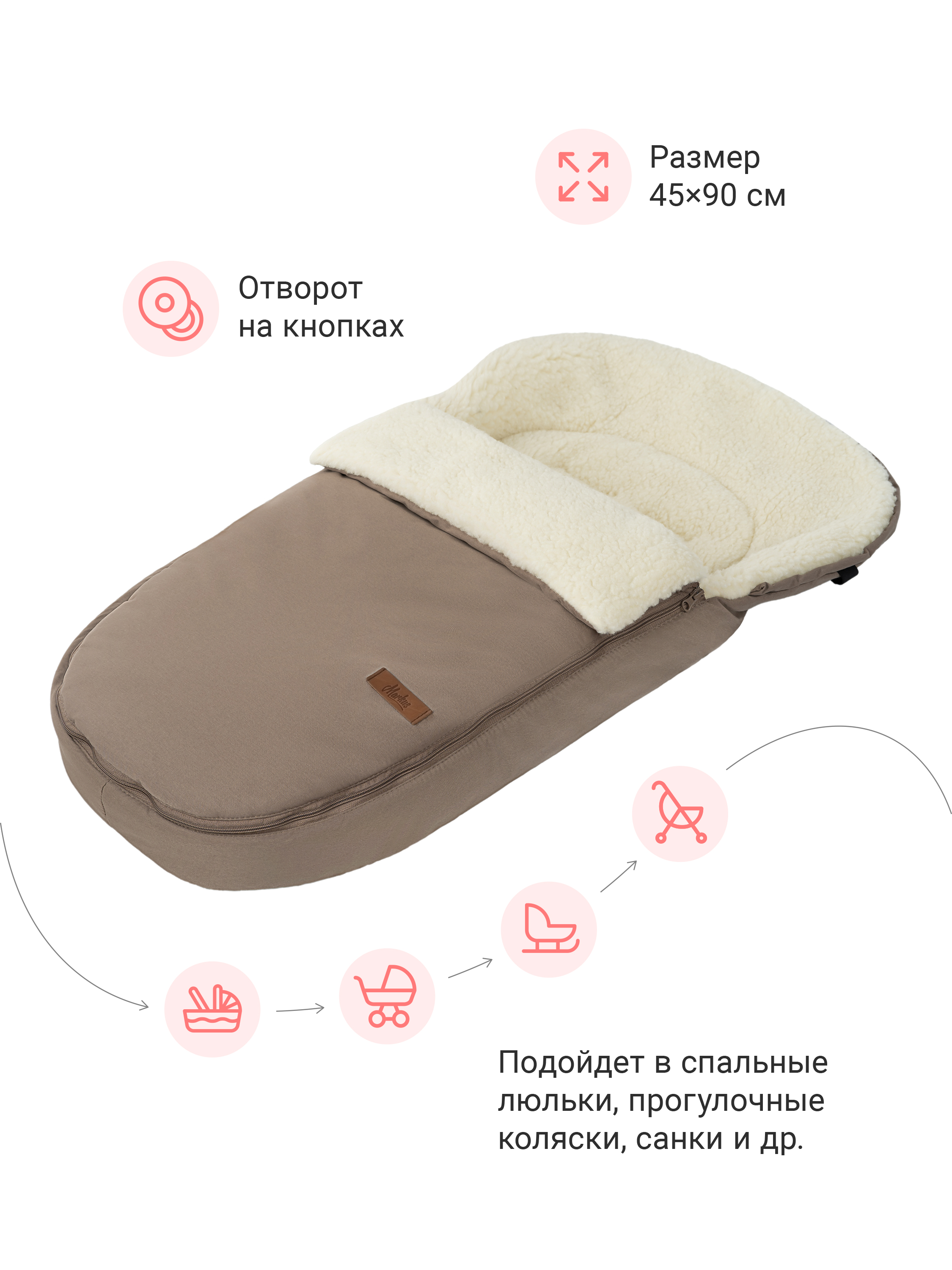 Зимний конверт для новорожденного на овчине - фото 4