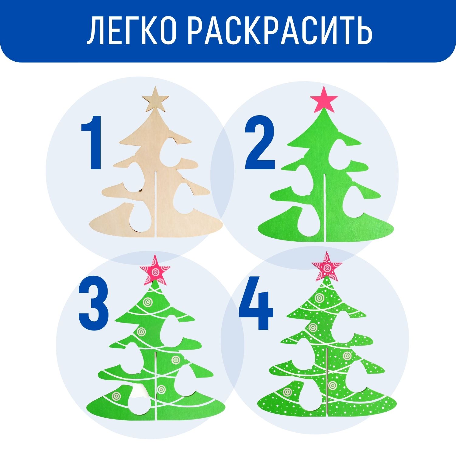 Набор для творчества Раскрась и подари Новогодняя елочка роспись красками - фото 5