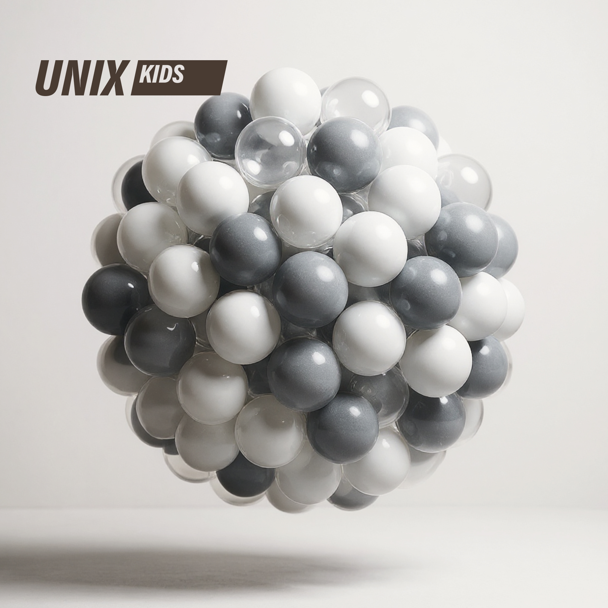 Шарики для сухого бассейна UNIX Kids (150 штук, 4 цвета) Grey - фото 1