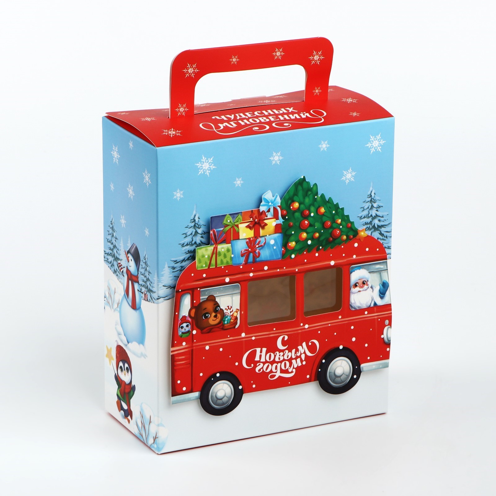 Коробка складная с 3D эффектом Дарите Счастье "Новогодний автобус", 18 х 15 х 7,5 см - фото 2