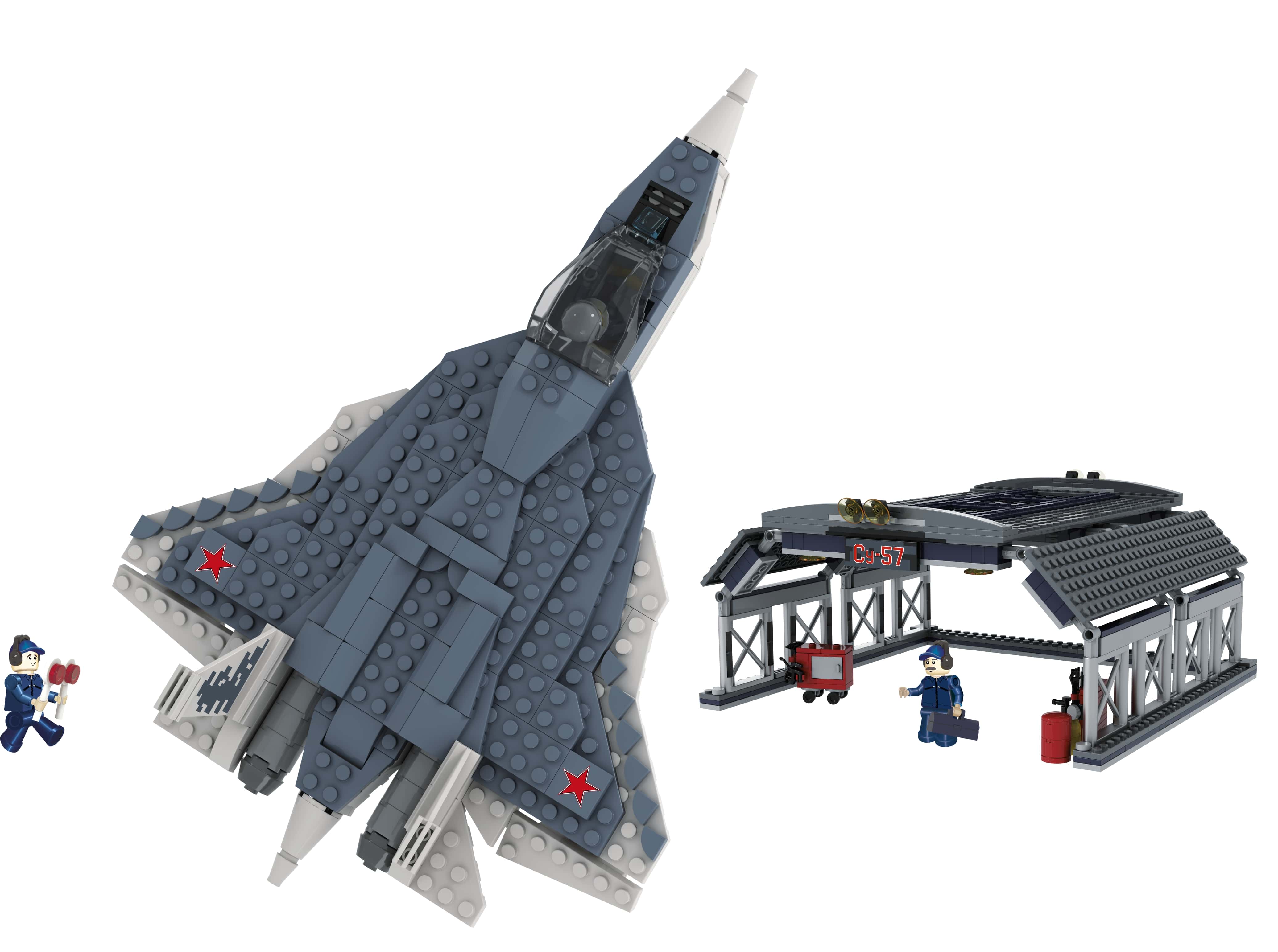 Конструктор brick labs City самолет СУ-57 с ангаром 657 дет. - фото 2