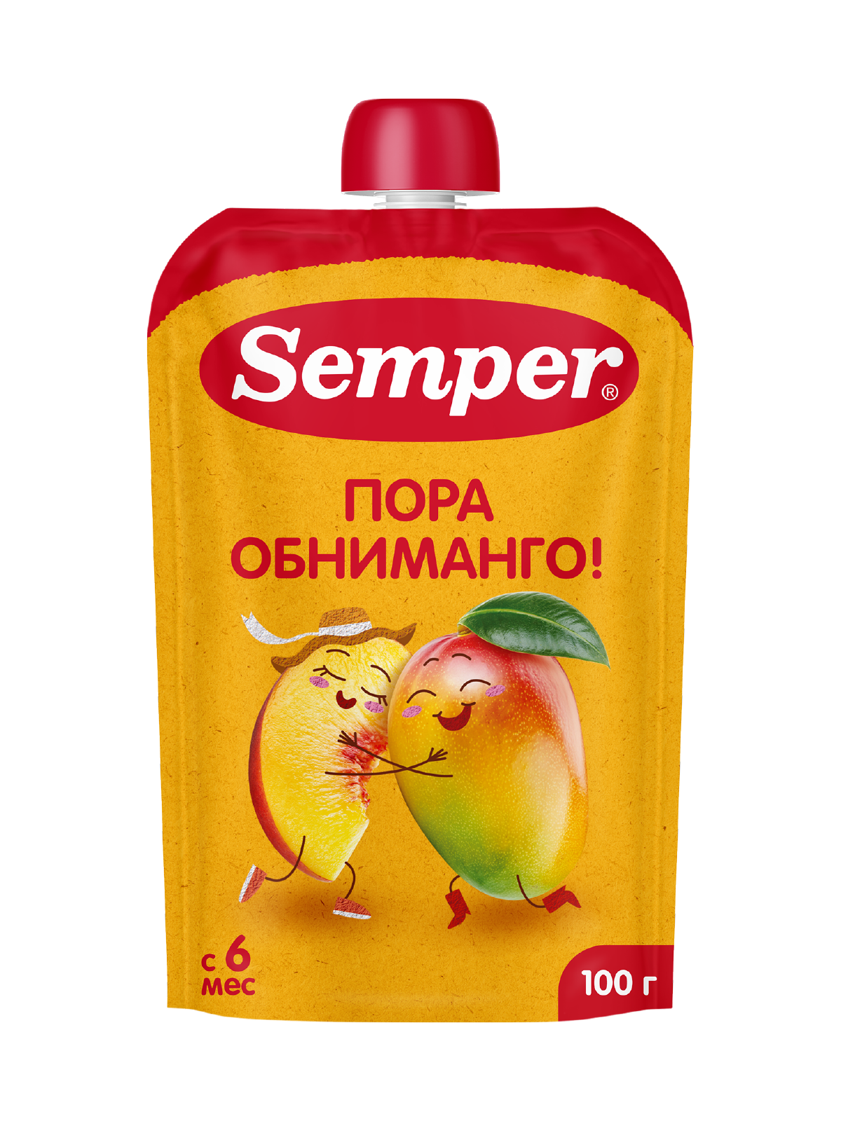 Изображение товара Детское фруктовое пюре Semper Яблоко-манго-персик 100 г