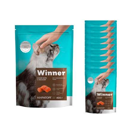 Корм сухой WINNER полнорационный для стерилизованных кошек с лососем 400г 10 шт