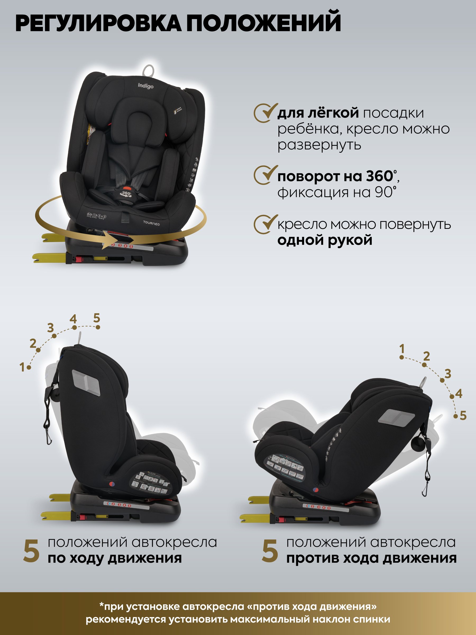 Автокресло Indigo Tourneo S черный твил Isofix 0+/1/2/3 (0-36 кг) - фото 6