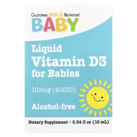 Витамин Д3 для детей, California Gold Nutrition, 400 МЕ, 10 мл