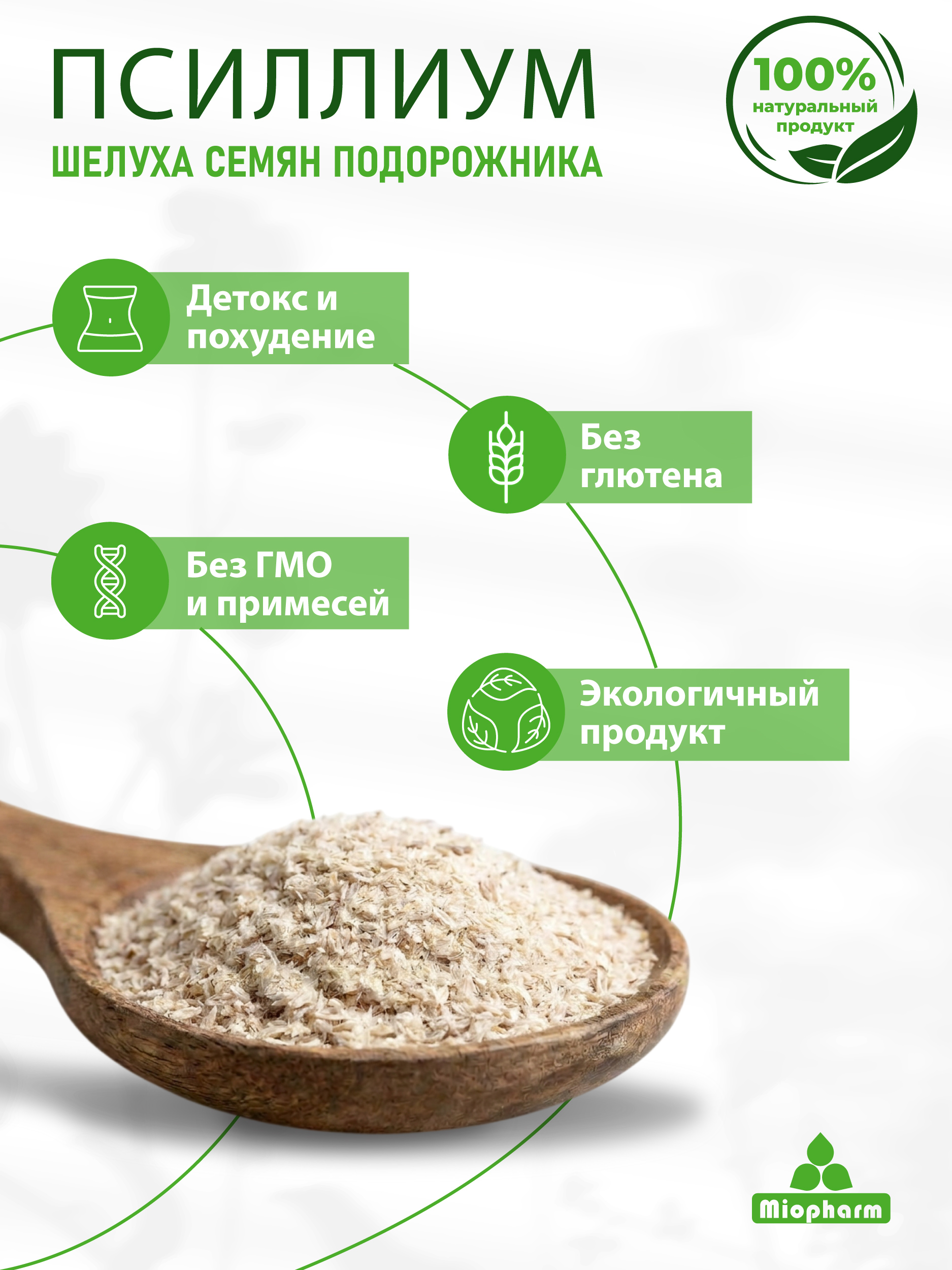 Псиллиум шелуха семян подорожника 300 г Миофарм для похудения - фото 2
