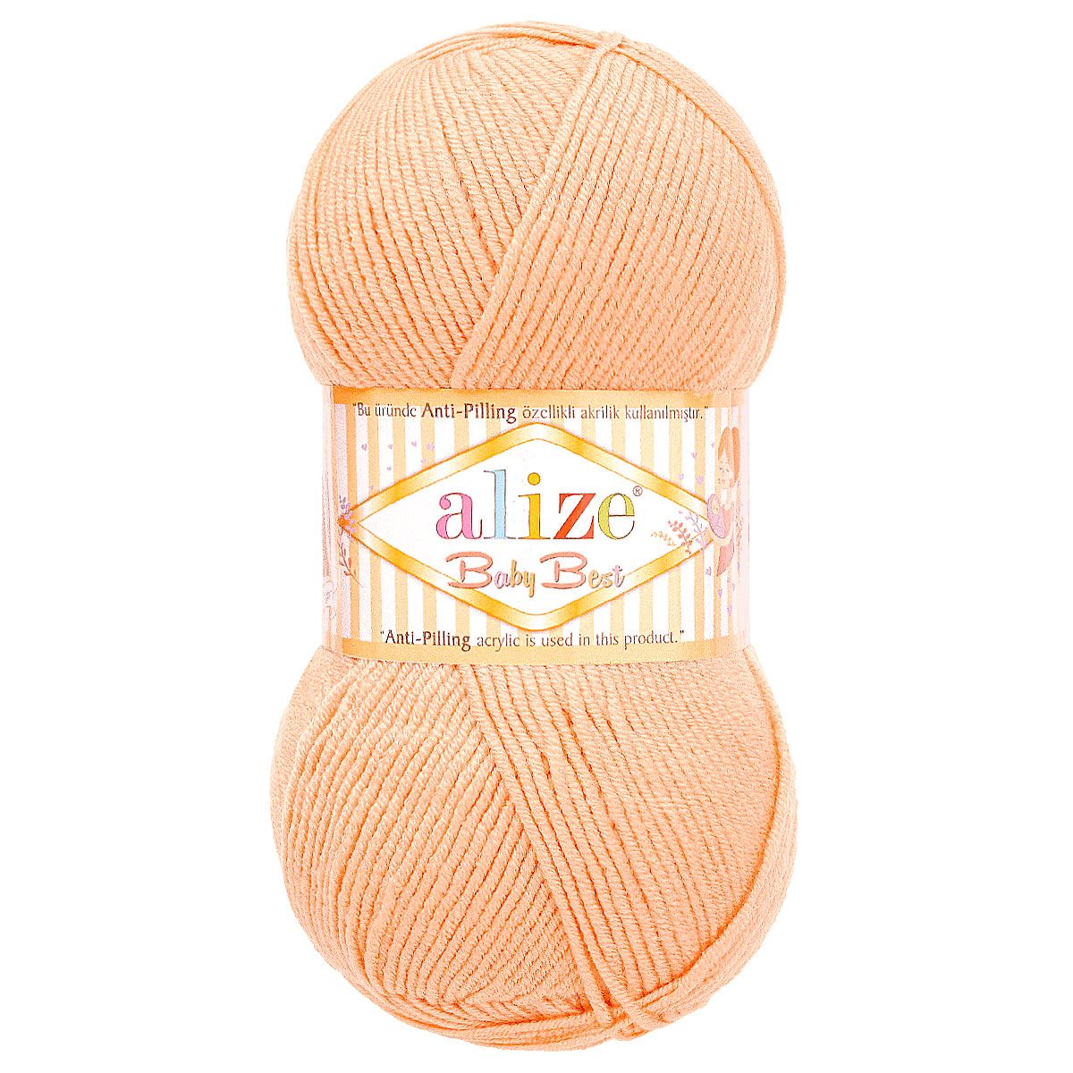 Пряжа для вязания Alize baby best бамбук акрил с эффектом антипиллинг 100 г 240 м 382 пудра 5 мотков - фото 4