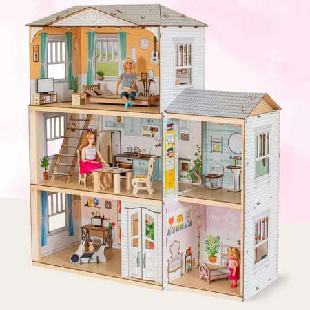 Домик для кукол M-WOOD 105 см с мебелью