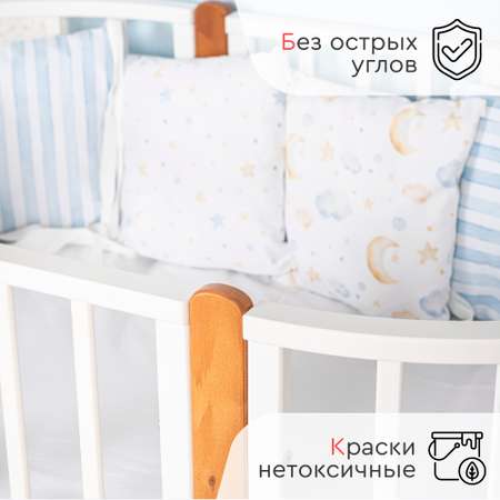 Детская кроватка Tomix овальная, универсальный маятник (коричневый, белый)