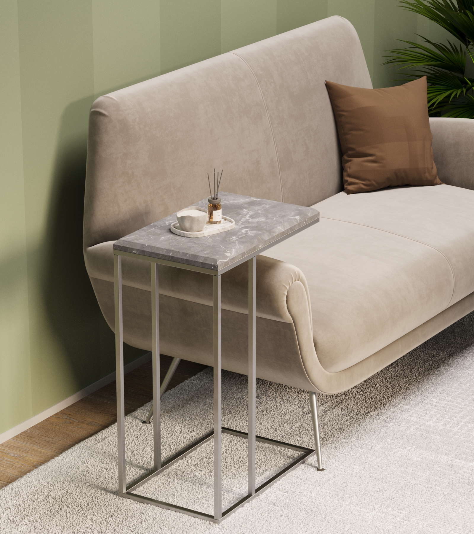 Стол придиванный КАЛИФОРНИЯ МЕБЕЛЬ Агами серый мрамор - фото 8