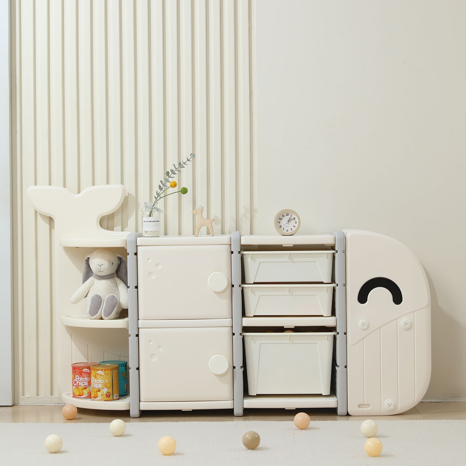 Стеллаж UNIX Kids Whale White 5 ящиков + полки - фото 7