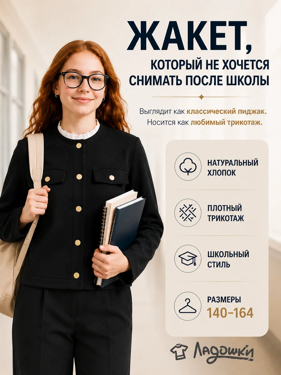 Жакет ЛАДОШКИ Жакет Диана черный - фото 3