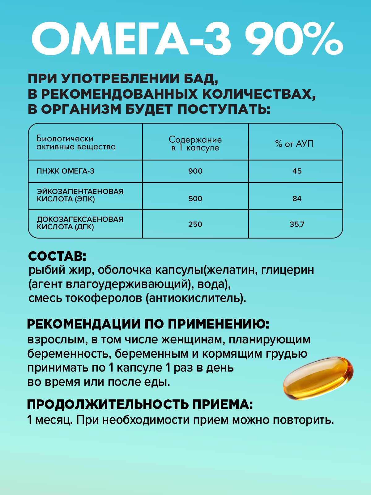 Омега 3 90% рыбий жир Guten Morgen для взрослых и беременных и кормящих женщин - фото 11