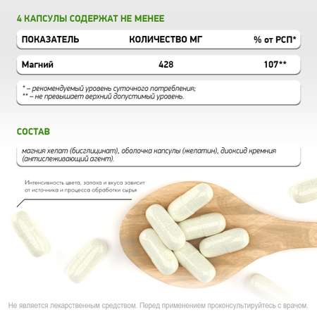 БАД Магний Хелат 107 мг NaturalSupp Для борьбы со стрессом и усталостью 60 капсул
