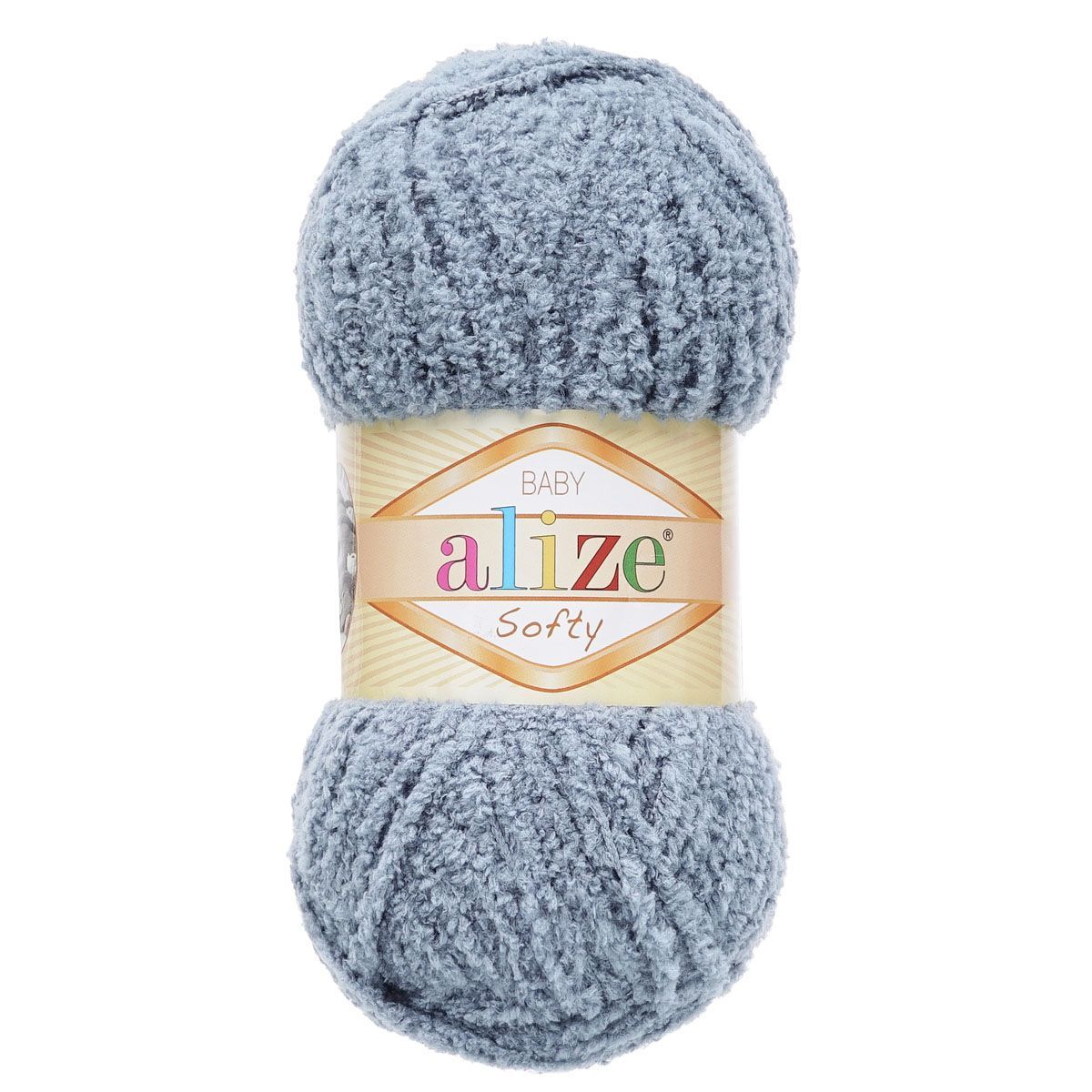Пряжа для вязания Alize softy 50 гр 115 м микрополиэстер мягкая фантазийная 119 серое небо 5 мотков - фото 4