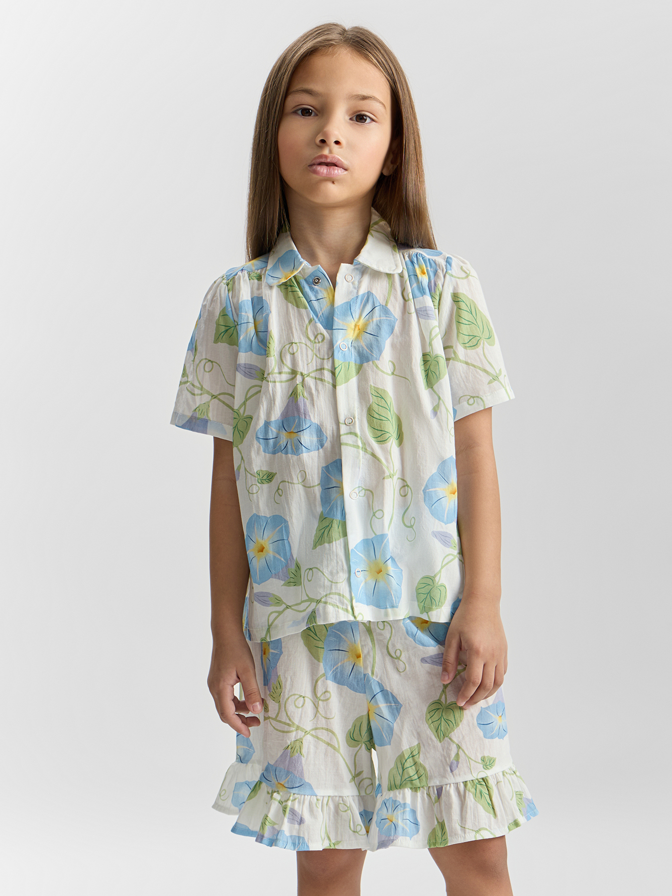 Рубашка и шорты Happy Baby 88265-1_milky-blue(flowers) - фото 1