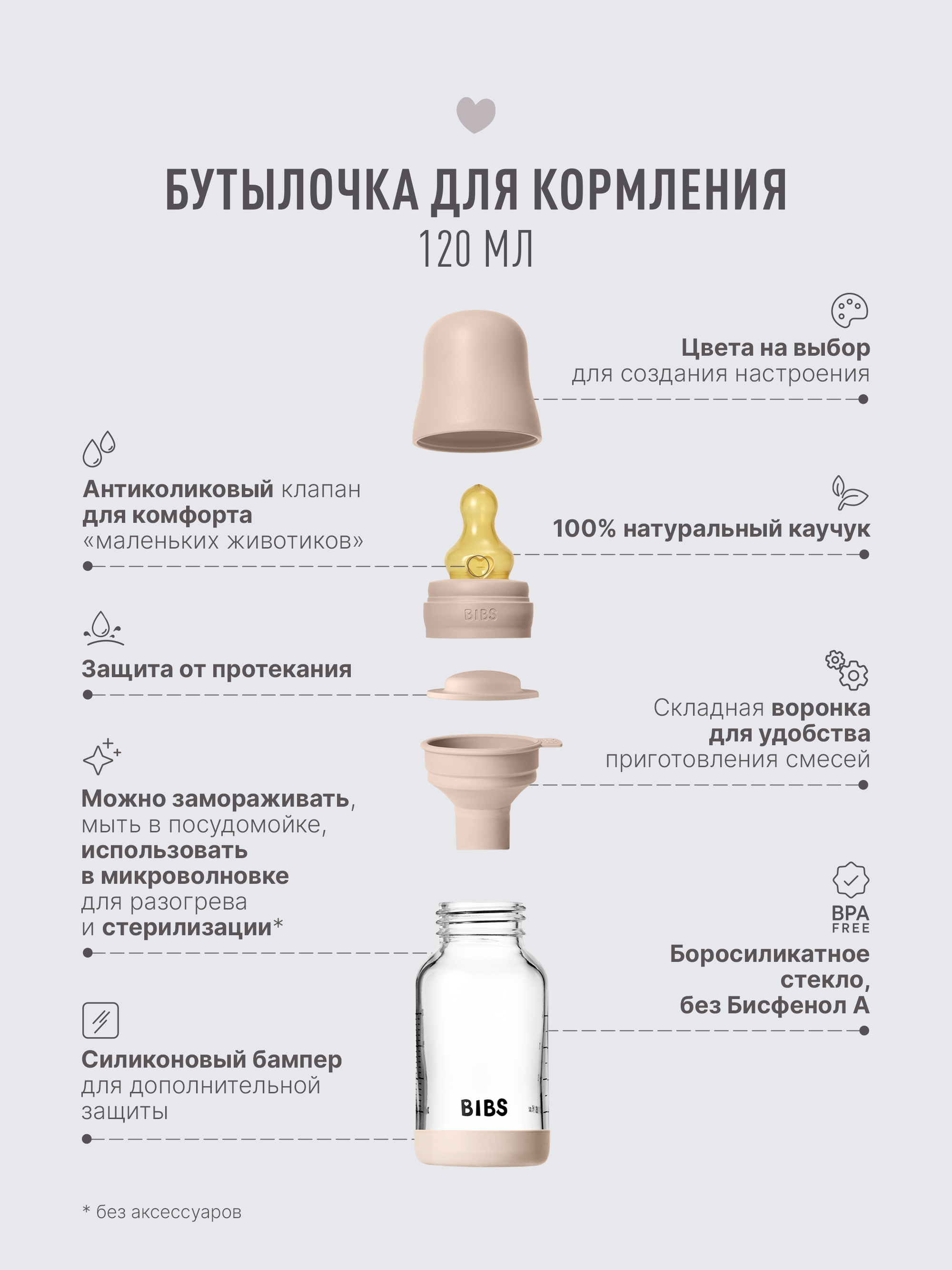 Бутылочка BIBS 120 мл 1 шт. - фото 3