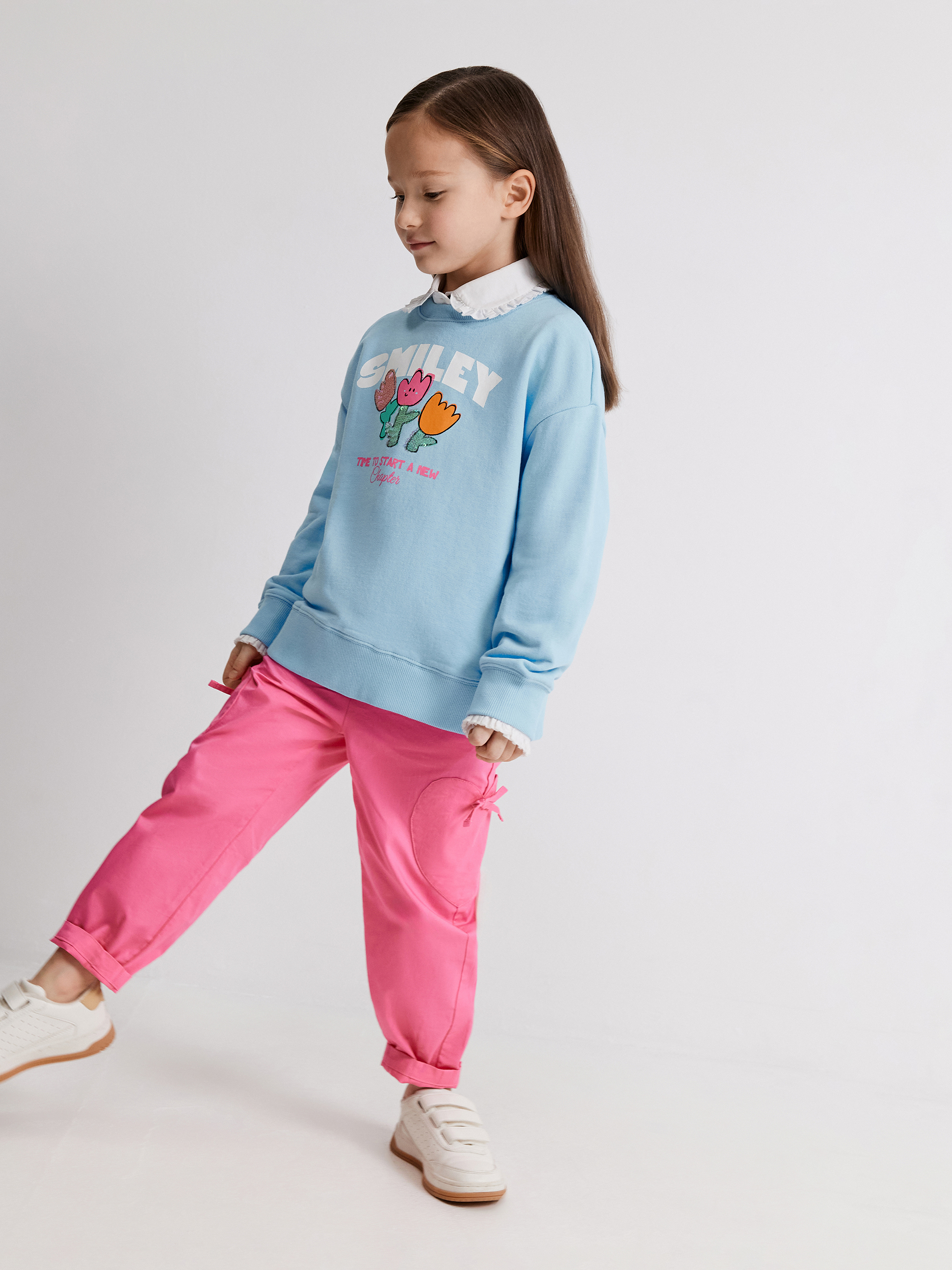 Изображение товара Детские розовые брюки-карго для девочки 110 стильный комфорт