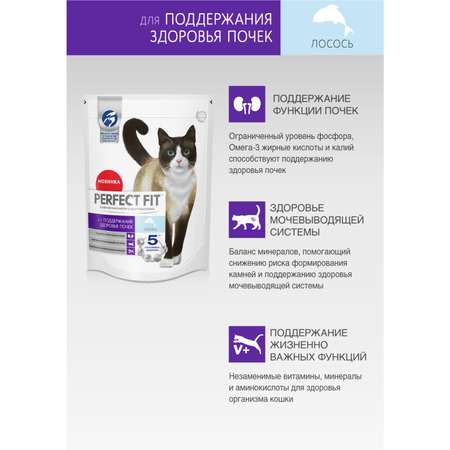 Корм для взрослых кошек PerfectFit Здоровье почек с лососем 650г