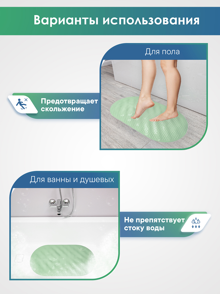 Коврик для ванной VILINA мятный 0.38 x 0.68 см 1 шт. - фото 6