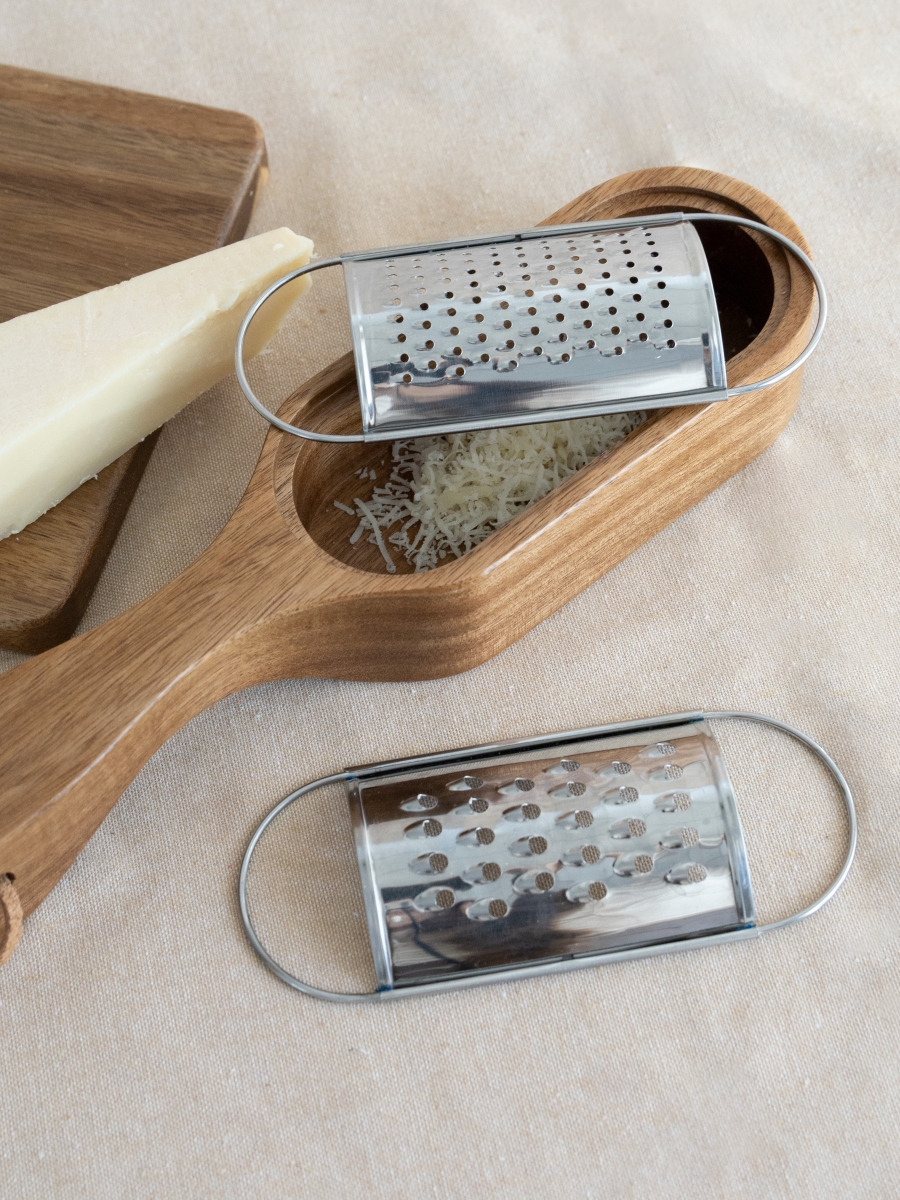 Терка с контейнером DeNASTIA 2 насадки нерж.ст.+акация 27,5x7x4/6 A000394 - фото 6