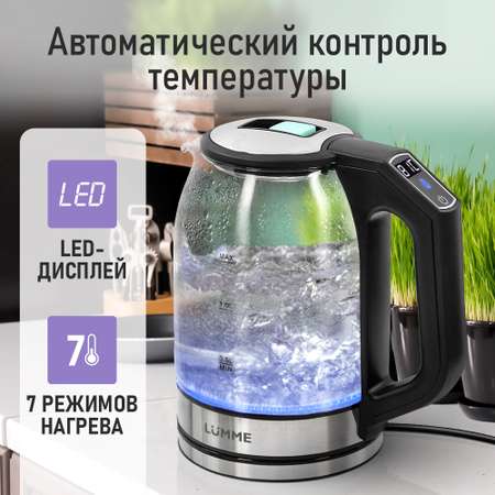 Электрочайник LUMME черный/ментол стеклянный