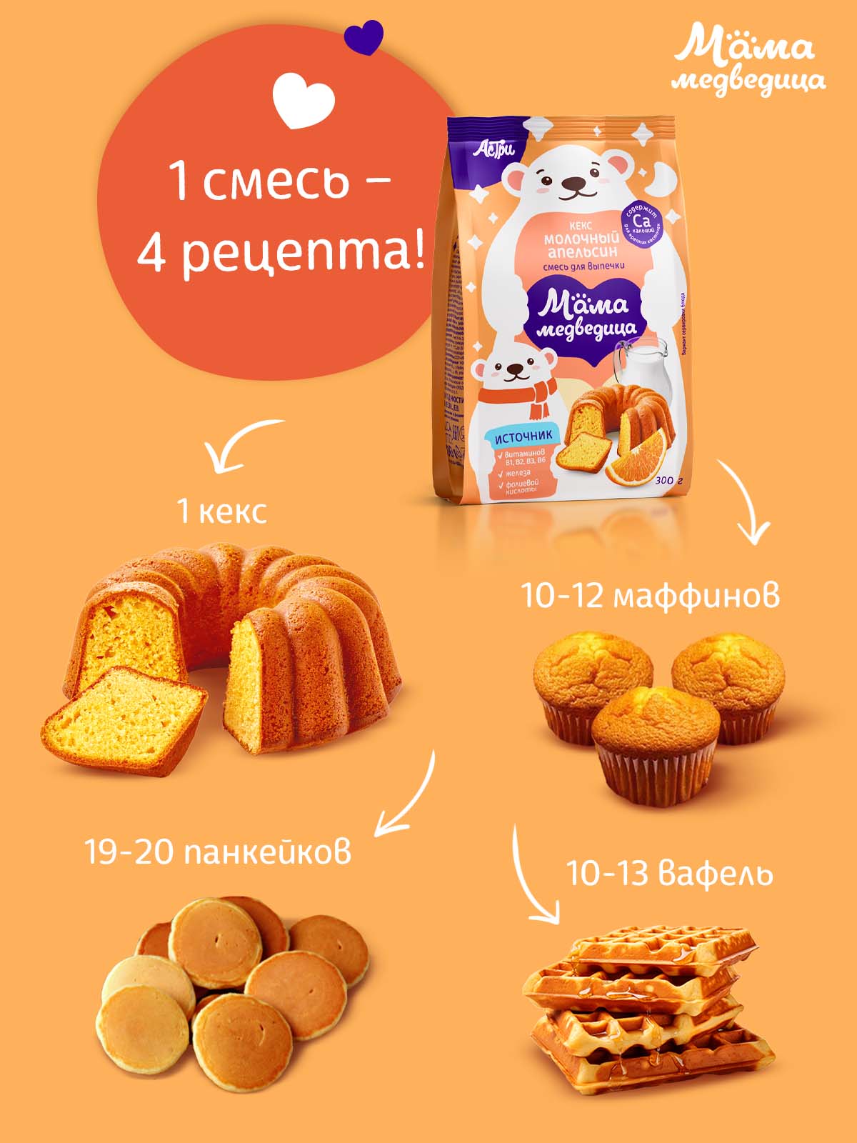 Смесь для выпечки АСТРИ Кекс Мама Медведица - фото 3