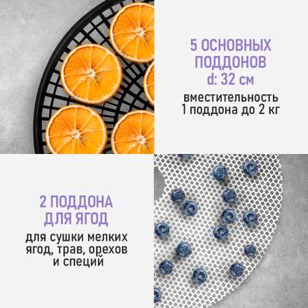 Сушилки для овощей и фруктов LUMME LFD-105PP 5 поддонов черный жемчуг