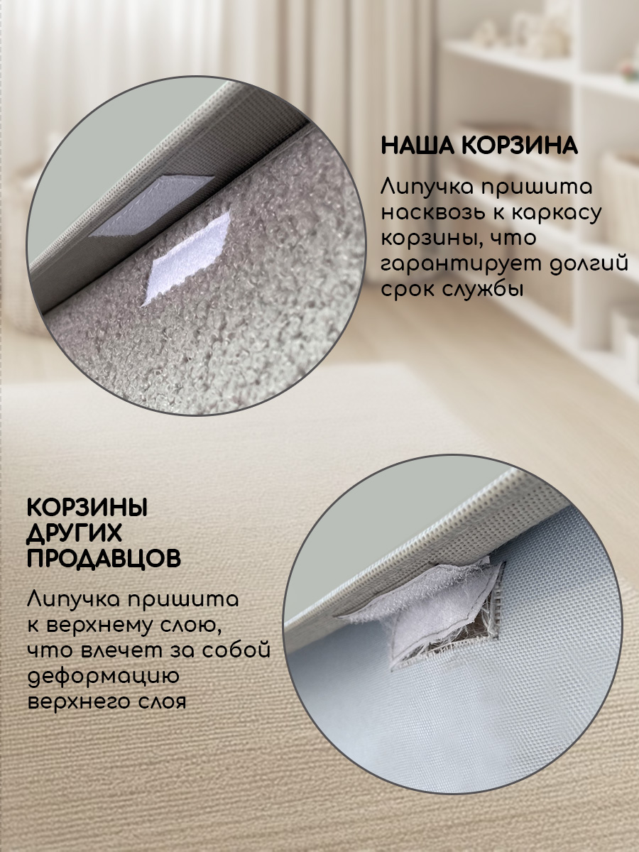 Корзина с крышкой для хранения Textile NN Серый букле - фото 7