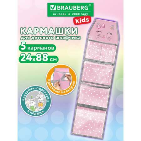 Кармашки органайзер Brauberg в шкафчик для детского сада 24х88 см