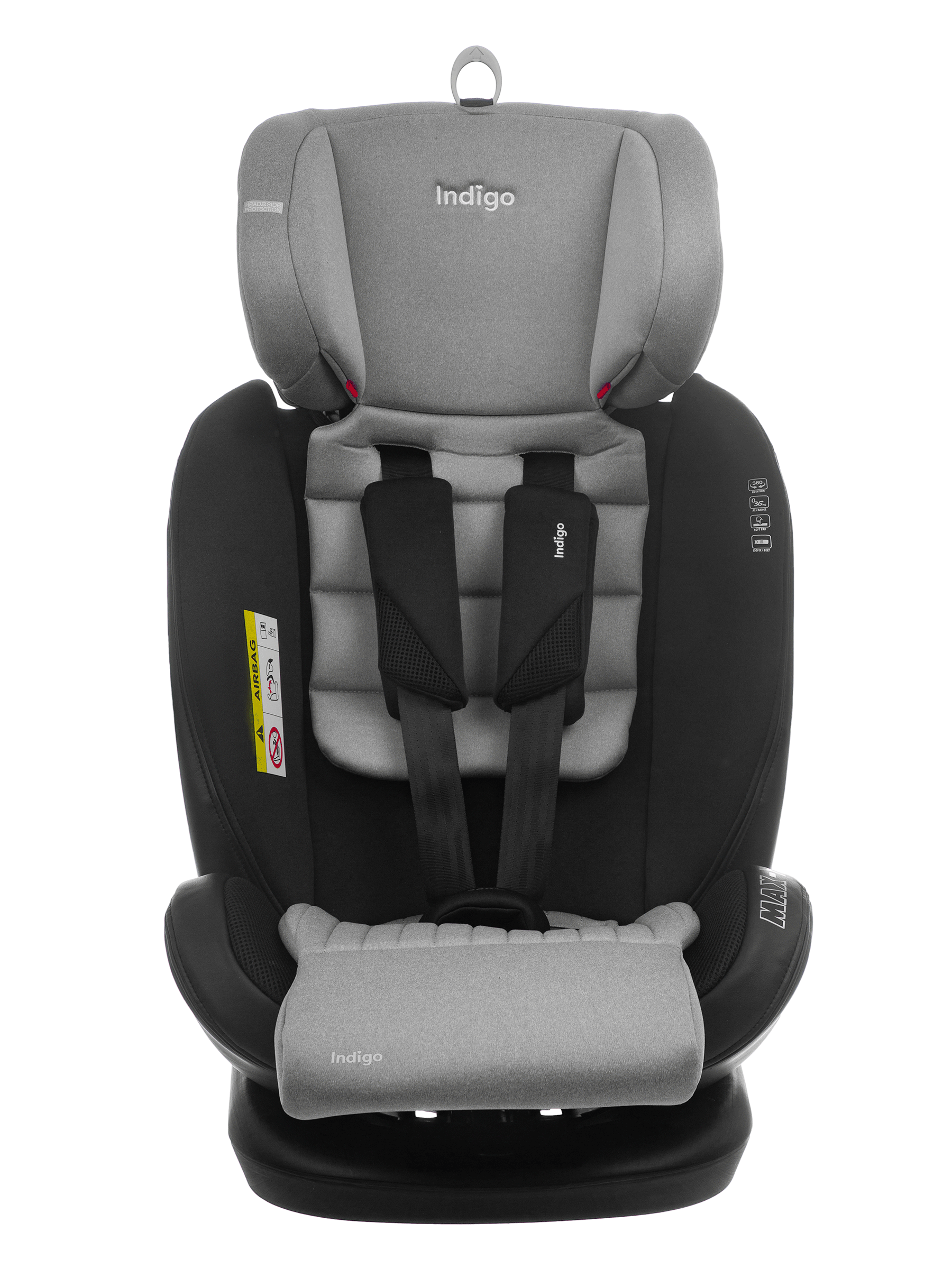 Автокресло Indigo MAX-X серый Isofix 0+/1/2/3 (0-36 кг) серый - фото 20