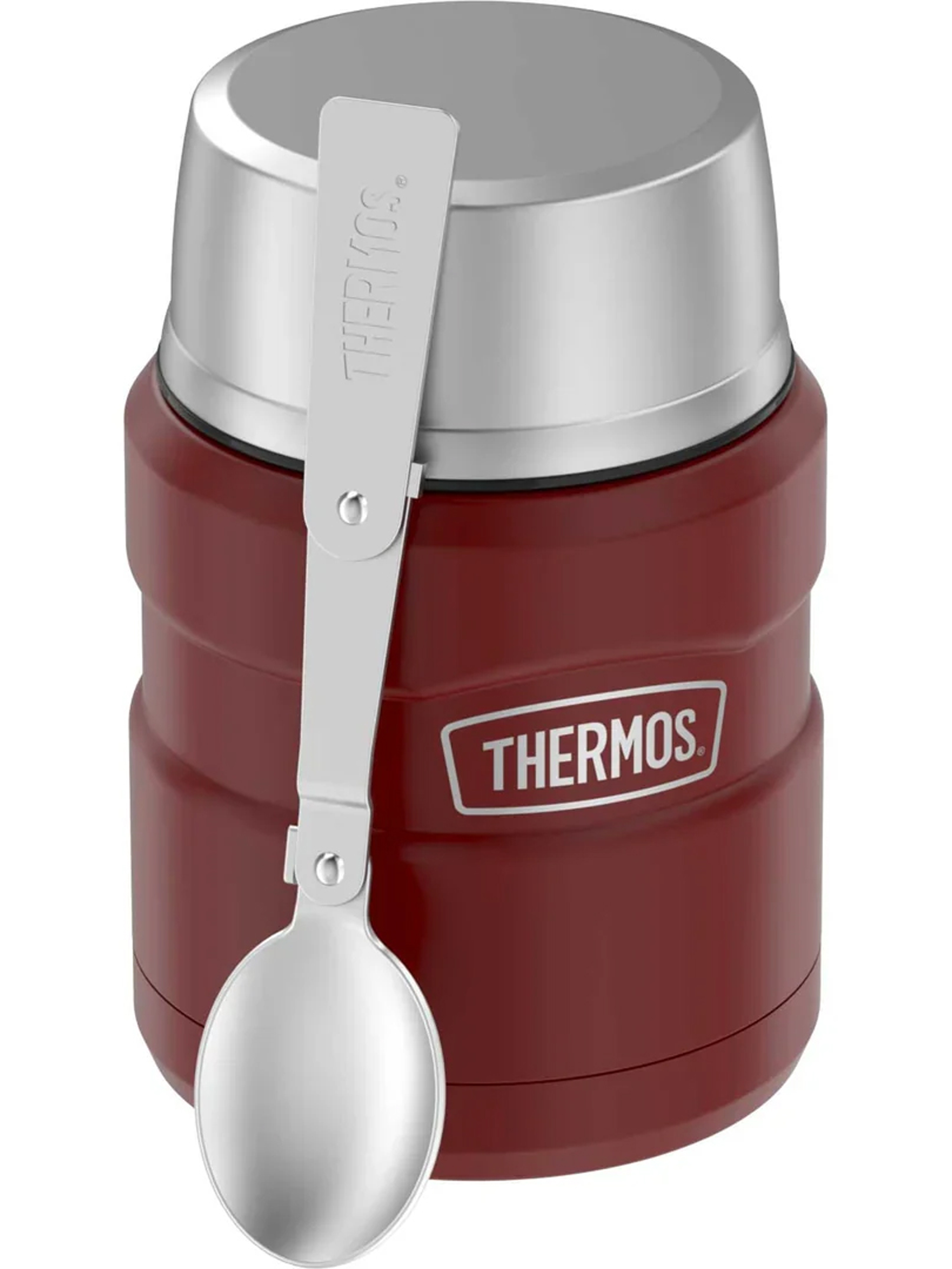 Термос для еды супа 470 мл с ложкой THERMOS KING-3000 кармино-красный – нержавеющая сталь герметичный тепло/холод 9/14 часов - фото 7