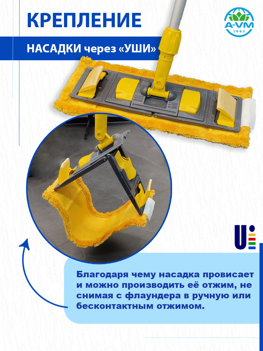 Насадка для швабры A-VM МОП микрофибра 50х14 см - фото 5