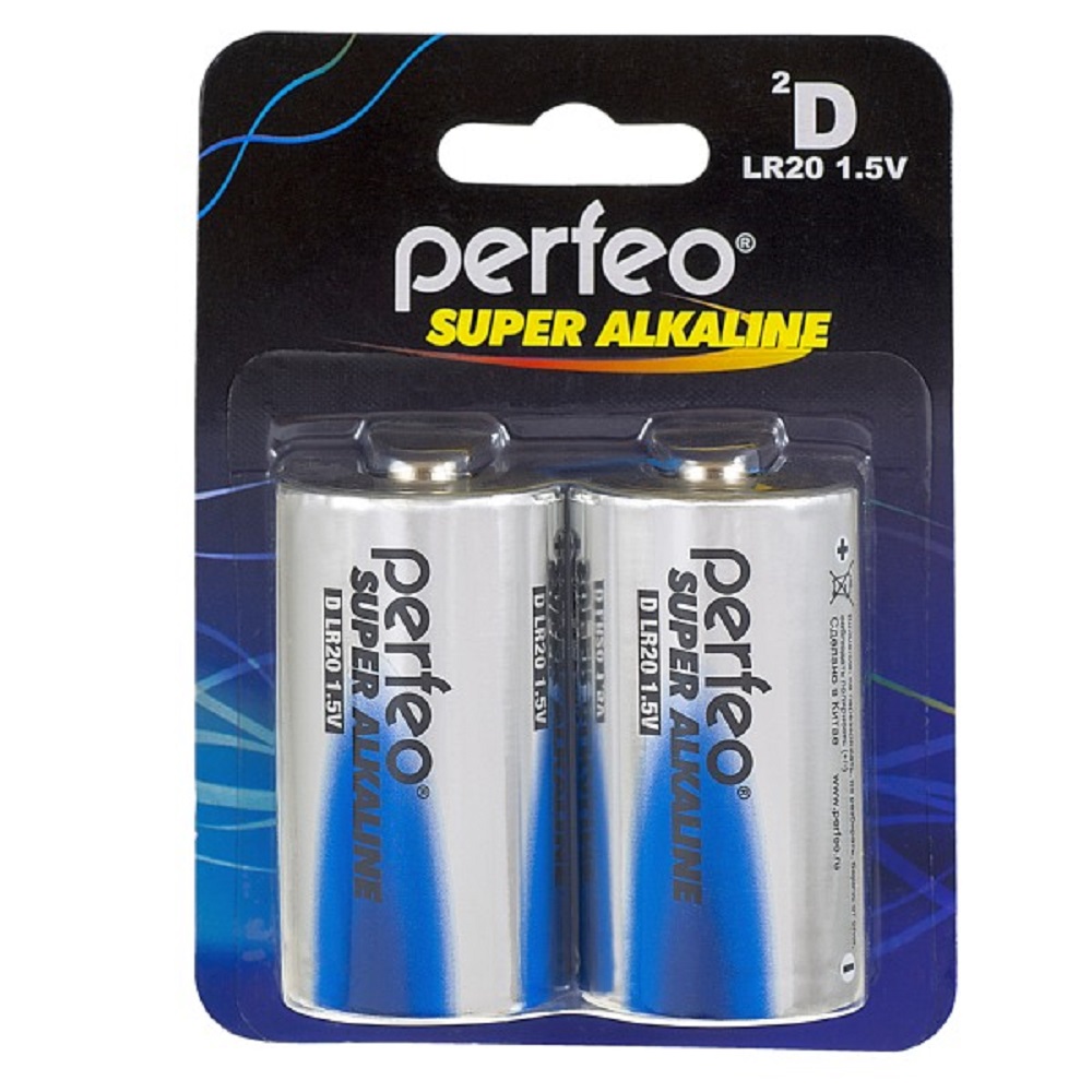 Батарейки Perfeo Super Alkaline щелочные D 2 штуки - фото 1