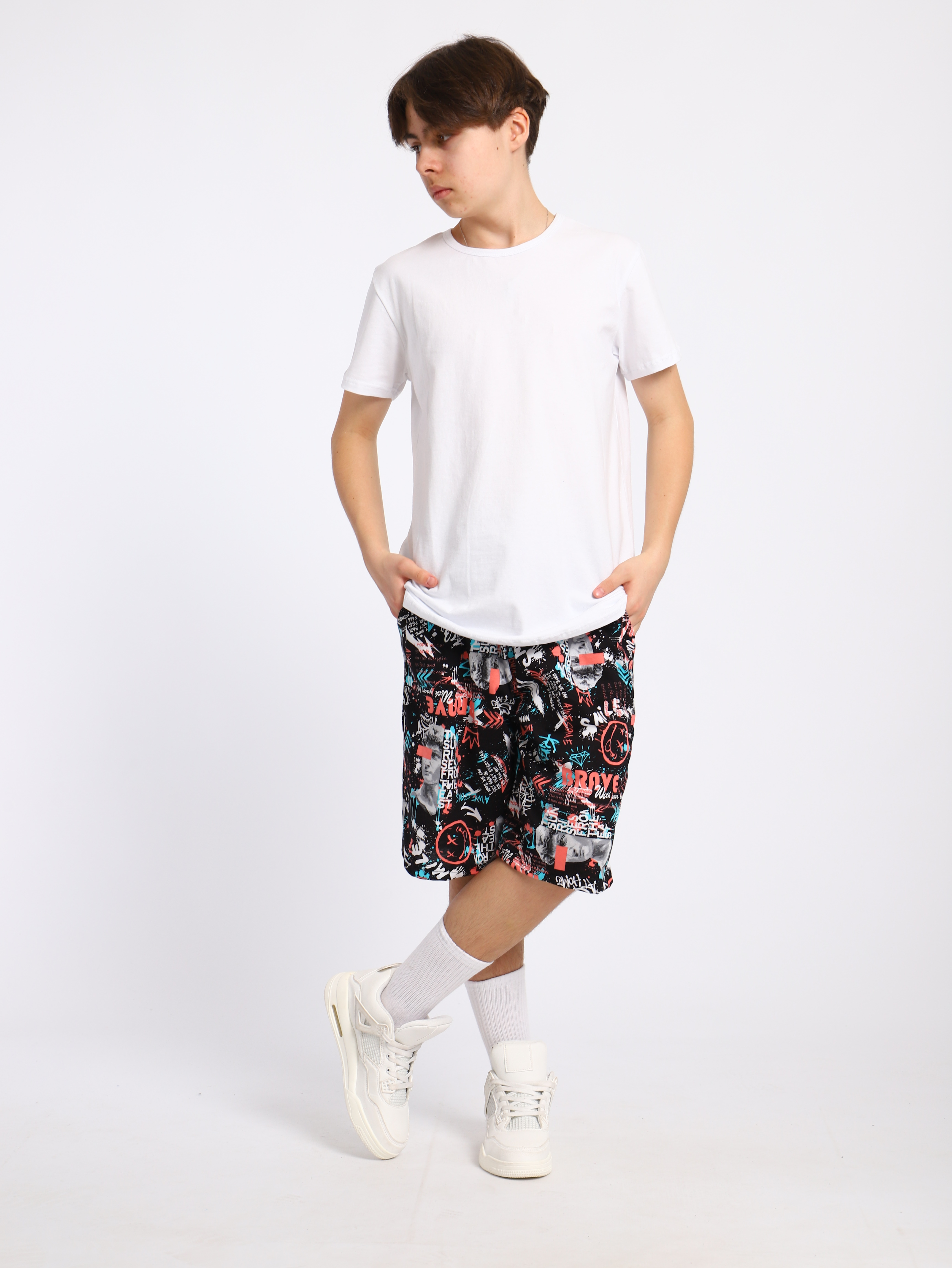 Шорты ЛАДОШКИ Шорты Федор черный граффити - фото 1