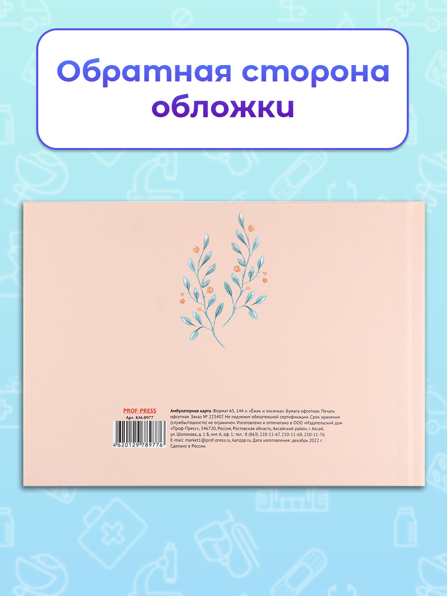 Амбулаторная карта Prof-Press Ёжик и лисичка А5 144 листа 200х140 мм - фото 5