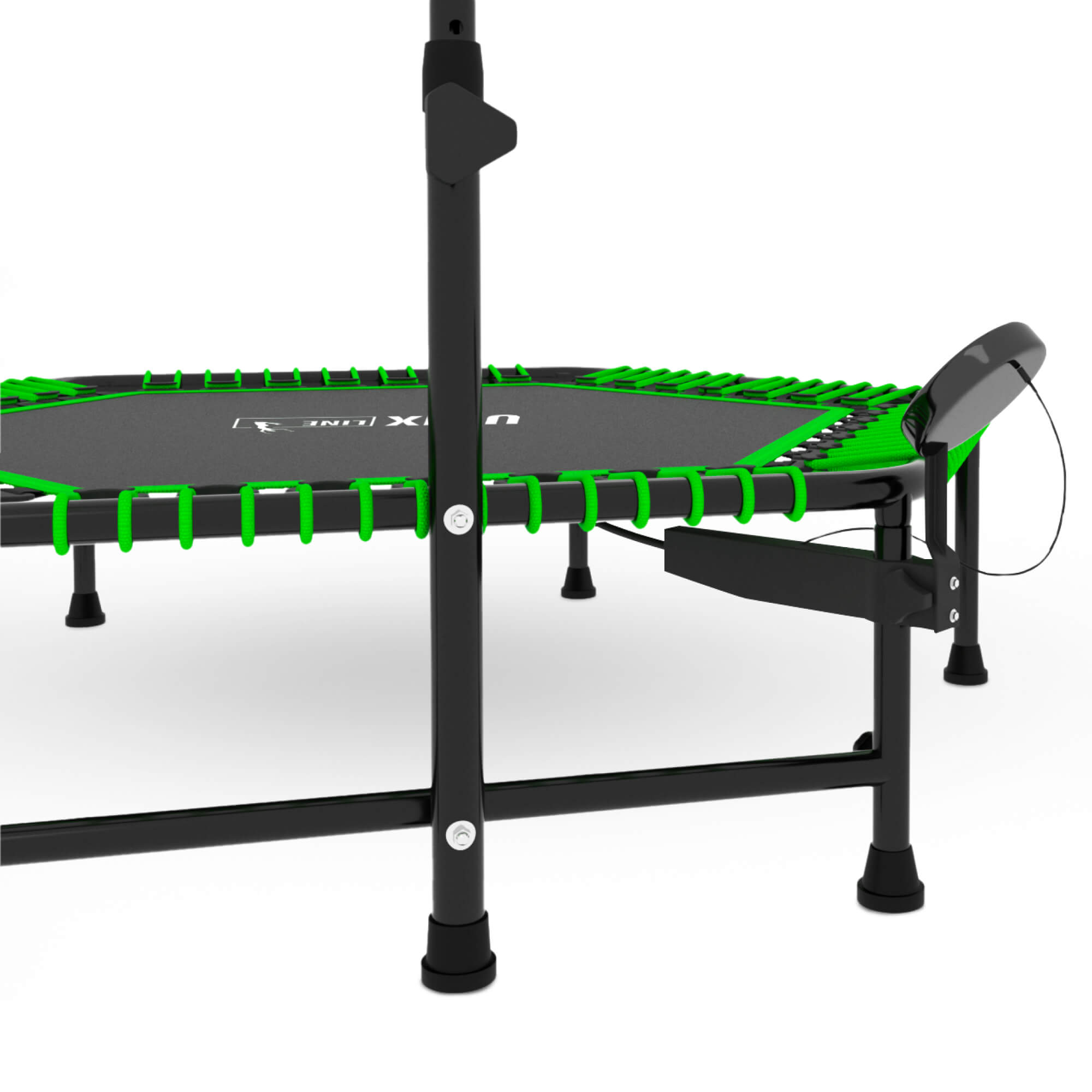 Батут спортивный с ручкой UNIX line Fitness pro green диаметр 125 см до 130 кг счетчик прыжков для джампинга - фото 15