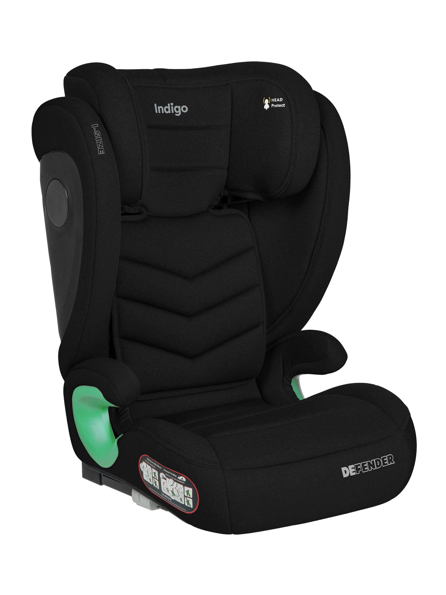Автокресло Indigo DEFENDER, I-SIZE, черный Isofix 2/3 (15-36 кг) черный - фото 18