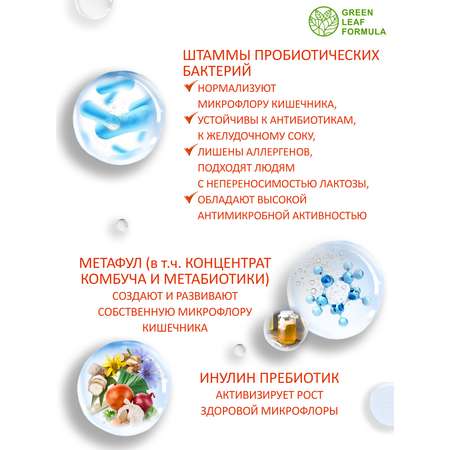 Пробиотик от акне Green Leaf Formula инулин пребиотик симбиотик для кишечника для взрослых от молочницы