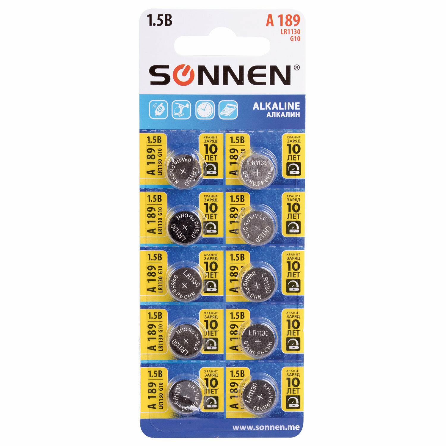 Батарейки Sonnen круглые таблетки алкалиновые 10 штук 189A - фото 4