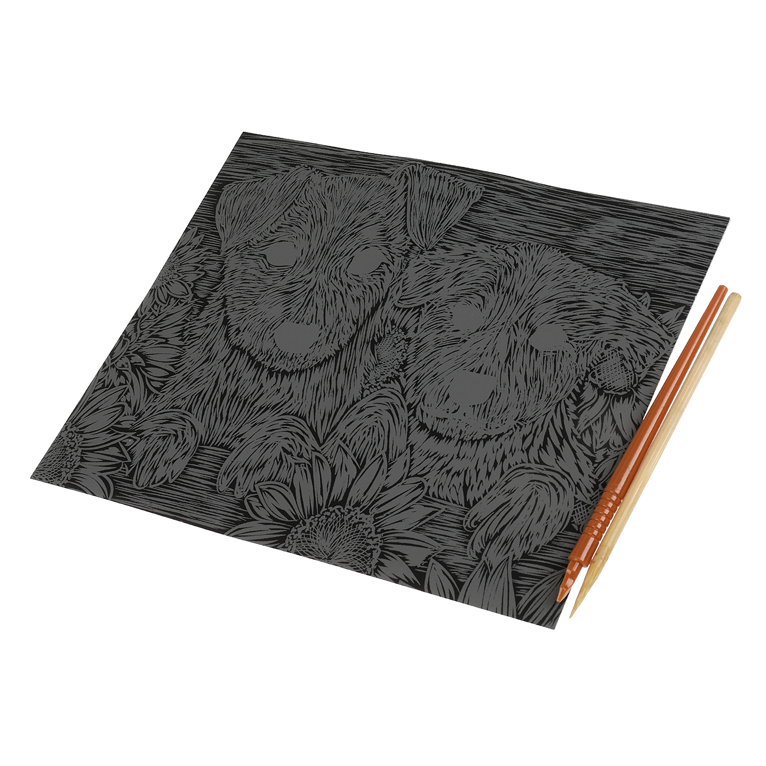 Гравюра Multiart Щенки с подсолнухом - фото 2