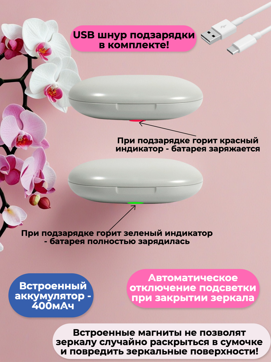 Зеркало HASTEN карманное - фото 5