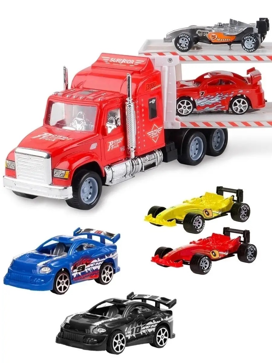 Игровой набор Handers Трейлер 58 см с машинками 1:32 HAC1613-129-1//красный - фото 3