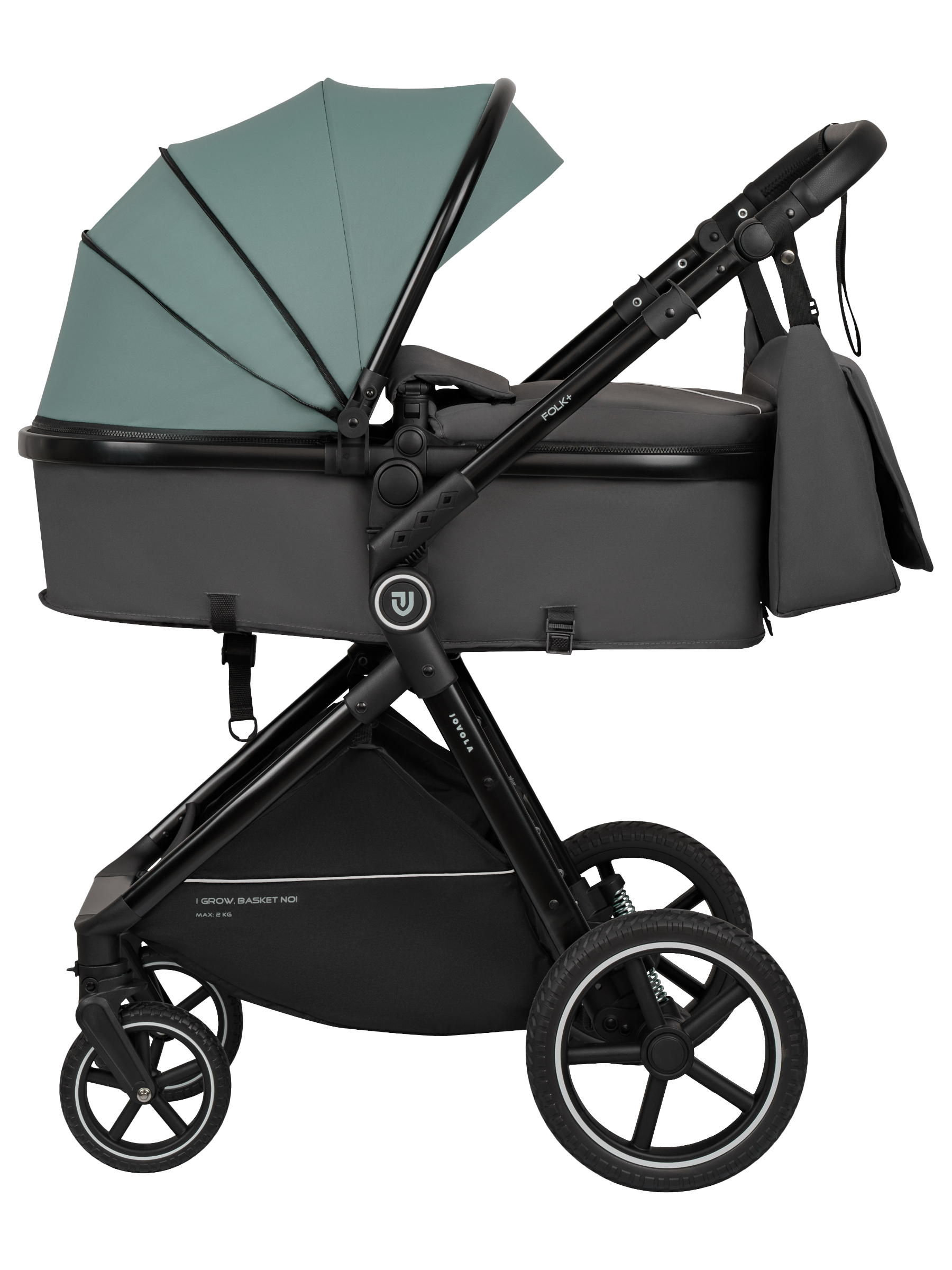 Коляска трансформер JOVOLA Folk+ 3в1 зеленый - фото 14