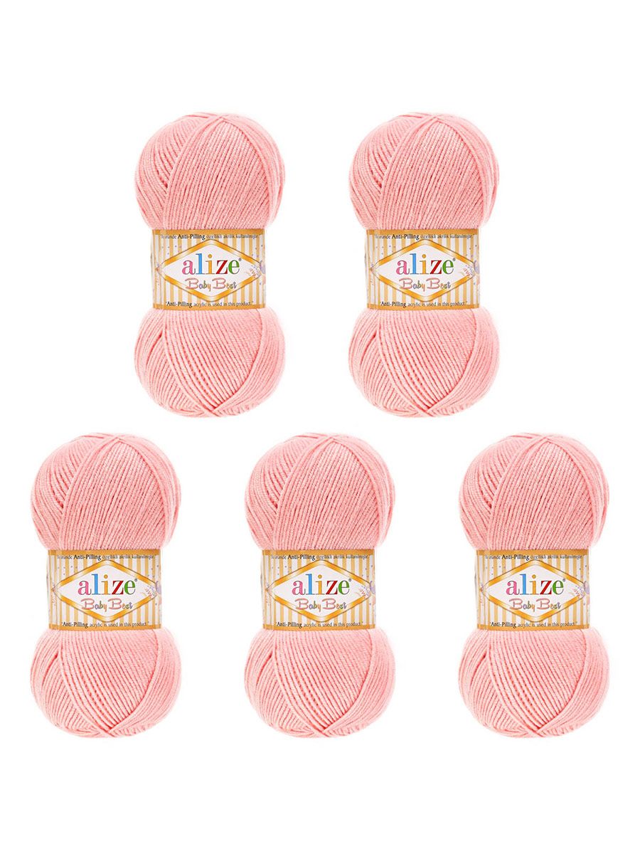 Пряжа для вязания Alize baby best бамбук акрил с эффектом антипиллинг 100 г 240 м 161 пудра 5 мотков - фото 6
