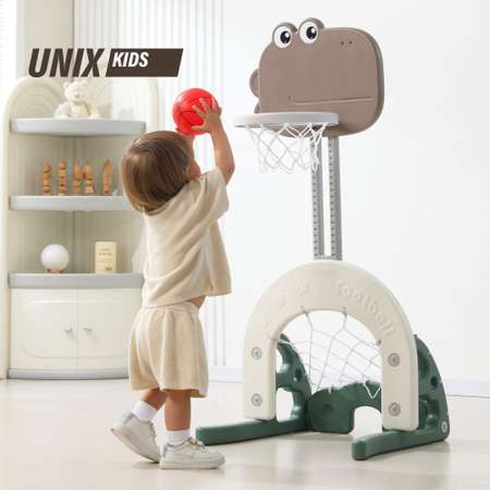 Баскетбольная стойка + ворота UNIX Kids Dino Green 2в1 для дома и улицы