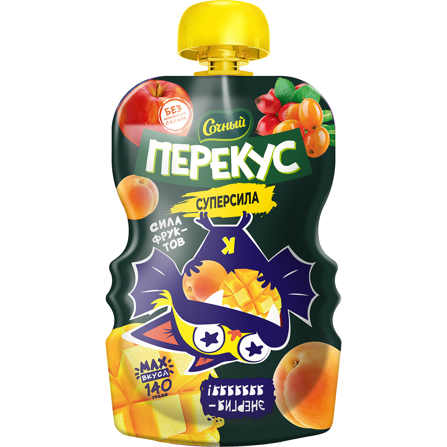 Пюре Сочный перекус Яблоко-манго-абрикос-облепиха-шиповник с 6 мес 140 г - фото 1